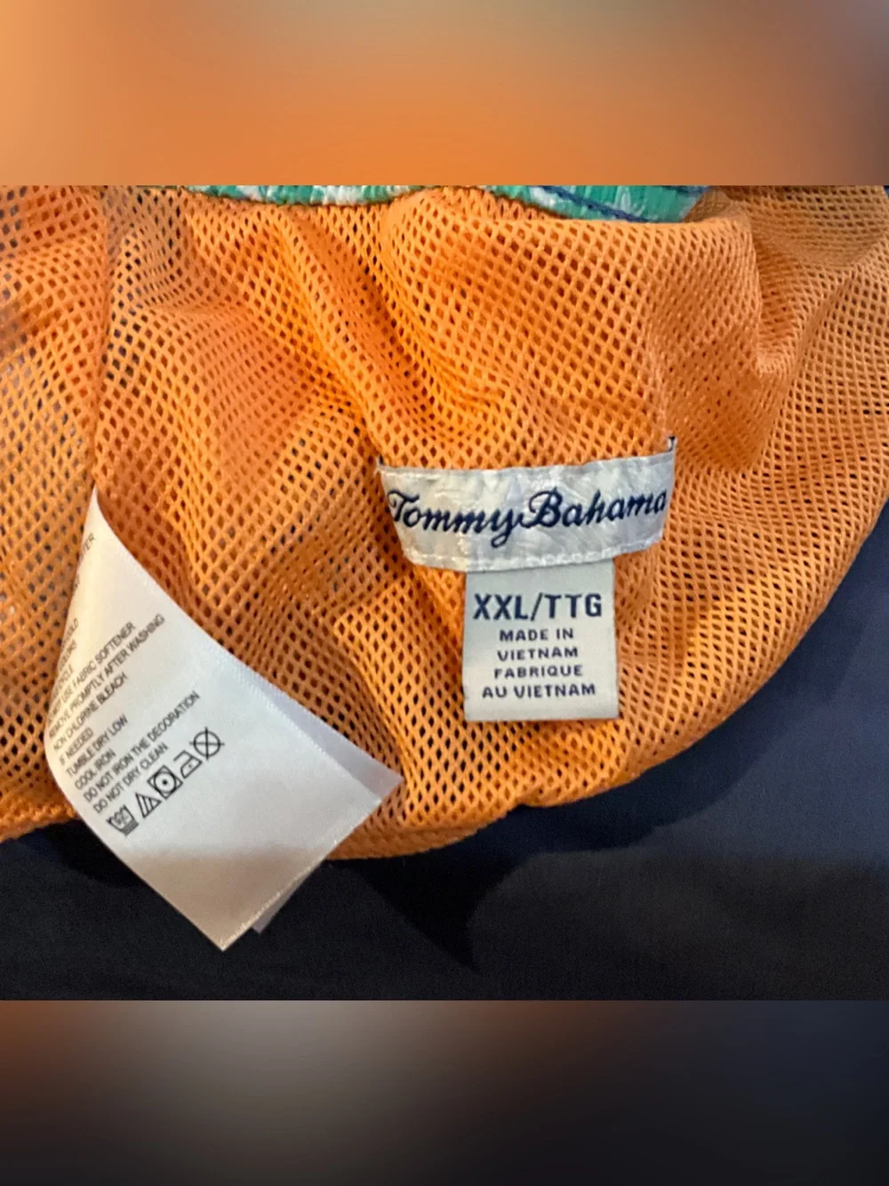 Tommy Bahama Blue Swim Trunks with Orange Accent